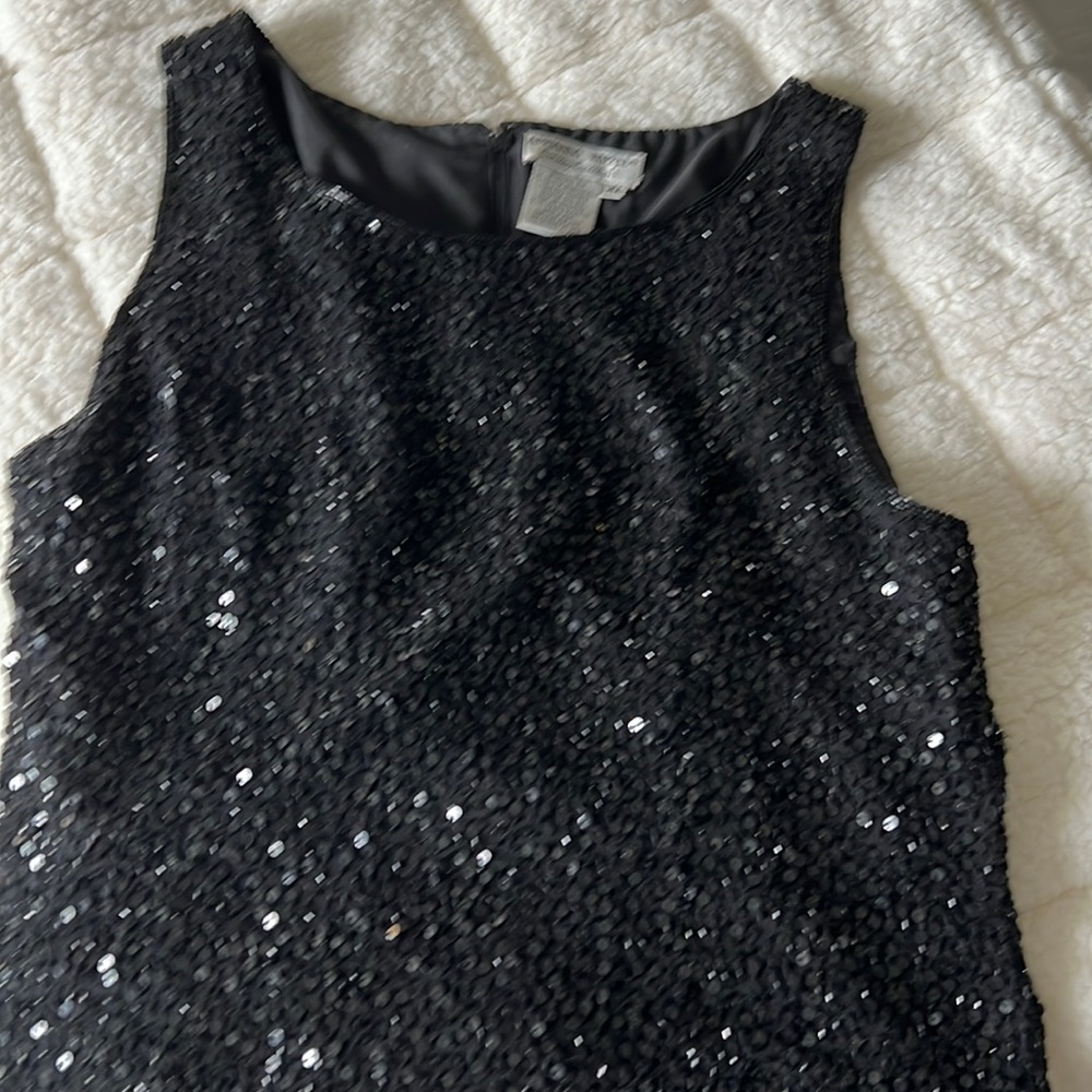 Adrianna Papell Black Sequin Tank Top